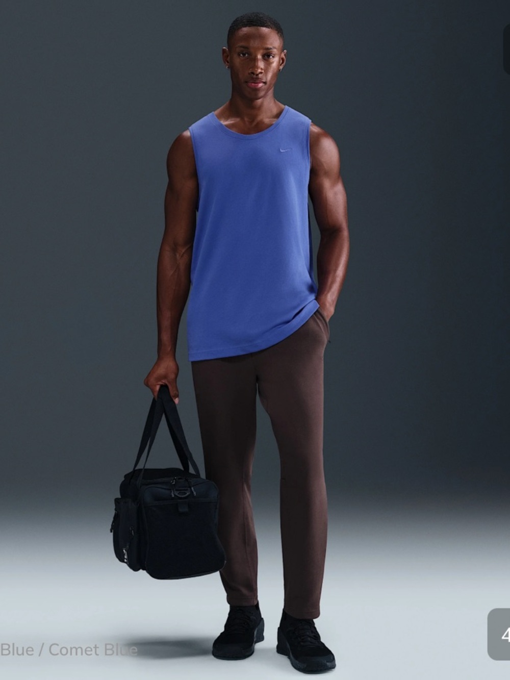 Nike Primary Men's Dri-FIT Versatile Tank Comet Blue L Logo Underarm Vents Gym